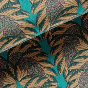 Plume velvet by Tatie Lou in teal, in soft folds showing Deco plumes