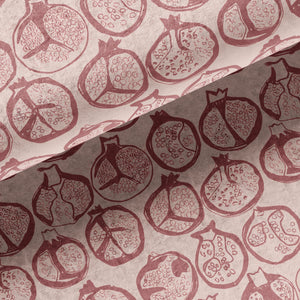 Pomegranate velvet by Annika Reed in pink, in soft folds showing pomegranates