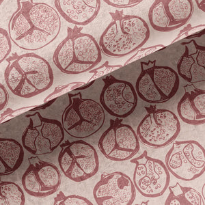 Pomegranate velvet by Annika Reed in pink, in soft folds showing pomegranates
