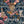 Punk Rocks wallpaper by Brand McKenzie in navy, close-up of punk animals among roses