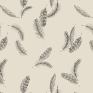 Newtown Creek wallpaper by XV Interiors in cream, flat sample of drifting feathers