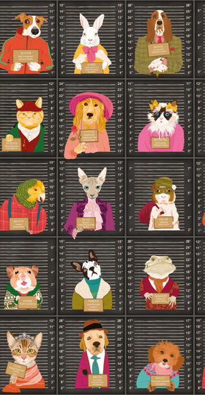 Resisting Arrest wallpaper by Brand McKenzie in black, close-up of animal mugshot portraits