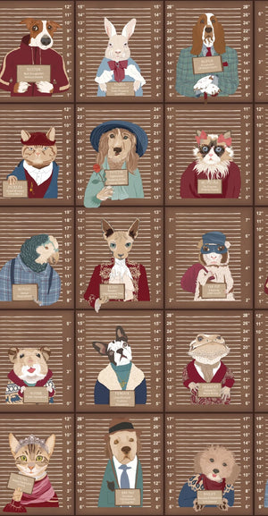 Resisting Arrest wallpaper by Brand McKenzie in brown, close view of animal mugshot portraits
