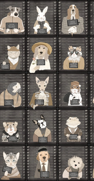 Resisting Arrest wallpaper by Brand McKenzie in black, close view of animal mugshot portraits