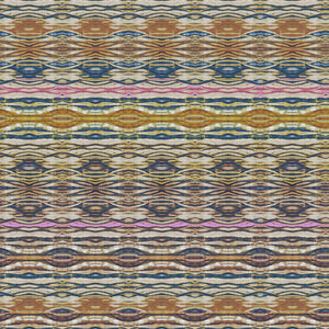 Arashi wallpaper by Tatie Lou in rust and pink, full repeat of arashi shibori stripes