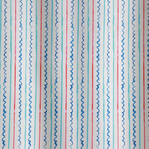 Sail Ahoy fabric by Seed Home Designs in blue, full repeat of fine nautical stripes