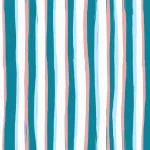 Beside the Seaside wallpaper by Annika Reed in teal, flat sample of seaside stripes