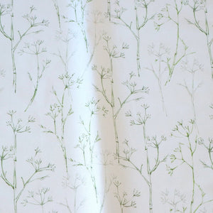Sweet Herb Fennel linen by Seed Home Designs in white, in soft folds showing delicate fennel stems