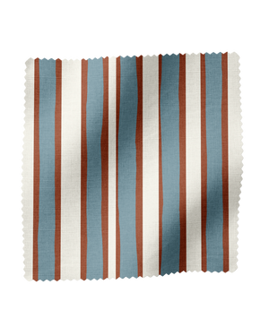 Shove Ha'Penny Linen Fabric in Red and Blue