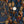 Showtime wallpaper by Brand McKenzie in navy, vintage theatre performers in an entryway