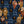 Showtime wallpaper by Brand McKenzie in navy, close-up of vintage theatre performers