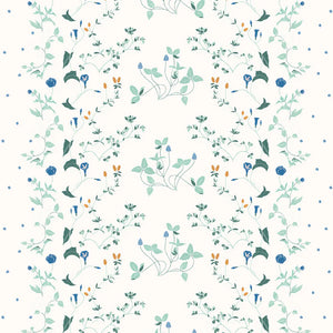 Simone wallpaper by Claire de Quénetain in white, full repeat of a hand-painted floral design