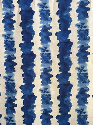 Small Waves Ink linen by Bethie Tricks in blue, flat sample of inky wave stripes