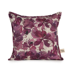 Smoke Bush linen by Bethie Tricks in purple, smoke bush leaves as a cushion
