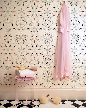 Splash wallpaper by Dupenny in multicolour, synchronised swimmers on a feature wall