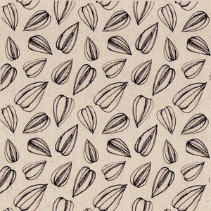 Sunflower Seed fabric by Seed Home Designs in black and beige, full repeat of sunflower seeds