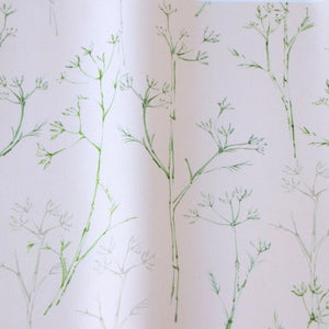 Sweet Herb Fennel linen by Seed Home Designs in pink, in soft folds showing delicate fennel stems