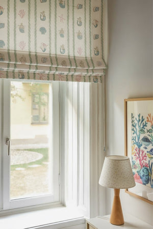Swim Away with the Mermaids Linen Fabric by Annika Reed Studio