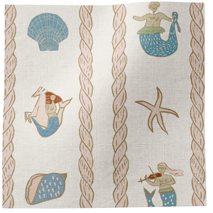 Swim Away with the Mermaids Linen Fabric in Ground