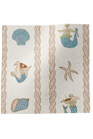 Swim Away with the Mermaids Linen Fabric in Ground