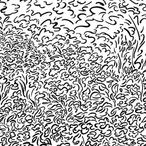 The Arborescence linen by Claire de Quénetain in black, full repeat of intricate line-drawn branches