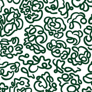 The Hydrangea linen by Claire de Quénetain in green, full repeat of a hand-painted floral design