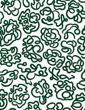 The Hydrangea linen by Claire de Quénetain in green, full repeat of a hand-painted floral design