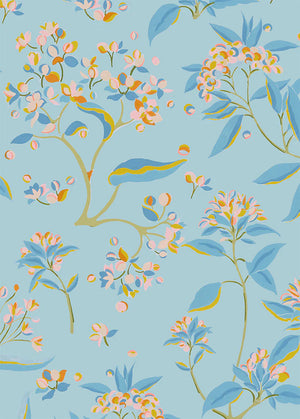 The Last Dance linen by Claire de Quénetain in grey, flat sample of a hand-painted floral design