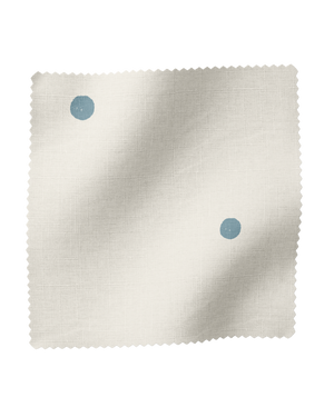 Tiddlywinks Linen Fabric in White and Blue Dot