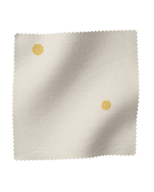 Tiddlywinks Linen Fabric in White and Ochre Dot