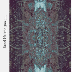 Totem grasscloth by Dami and Em Design in purple, flat sample of a totem design