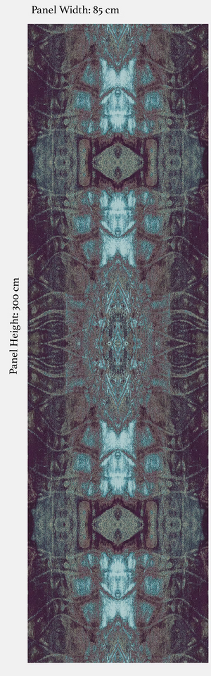 Totem grasscloth by Dami and Em Design in purple, flat sample of a totem design