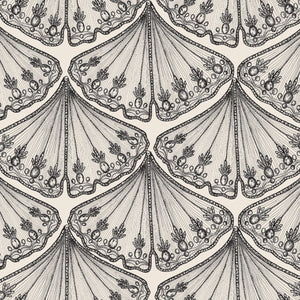 Velour Éventail linen by Dami and Em Design in cream, full repeat of fan shapes
