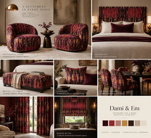 Volcanic Lava velvet by Dami and Em Design in red, style sheet showing molten stripes