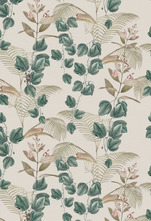 Wild Ivy wallpaper by Deus ex Gardenia in grey, pattern sample of climbing ivy