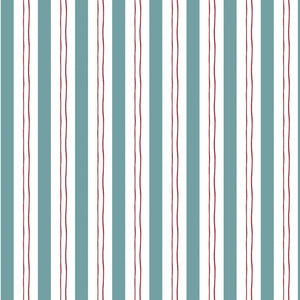 Wobble Small wallpaper by Annika Reed in blue and red, full repeat of wobbly stripes