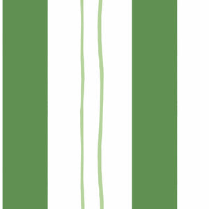 Wobble Large wallpaper by Annika Reed in green, full repeat of wobbly stripes