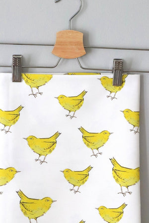 Yellow Bird fabric by Seed Home Designs in yellow and white, full repeat of little yellow birds (alternate view)