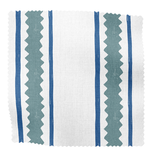 Zig and Zag Linen Fabric in Blue