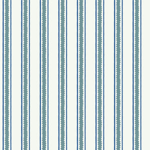 Zig and Zag wallpaper by Annika Reed in blue, full repeat of zigzag stripes